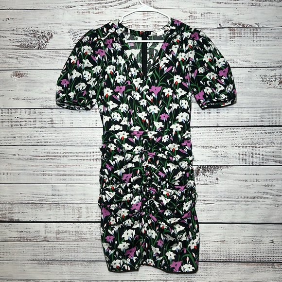 Veronica Beard Janis Floral Ruched Dress Size 4 - Picture 5 of 16